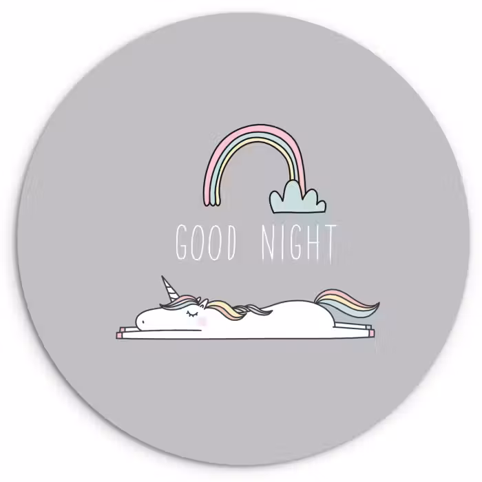 Muurcirkel - Unicorn - Regenboog - Kinderen - Quotes - Good night - Meisjes
