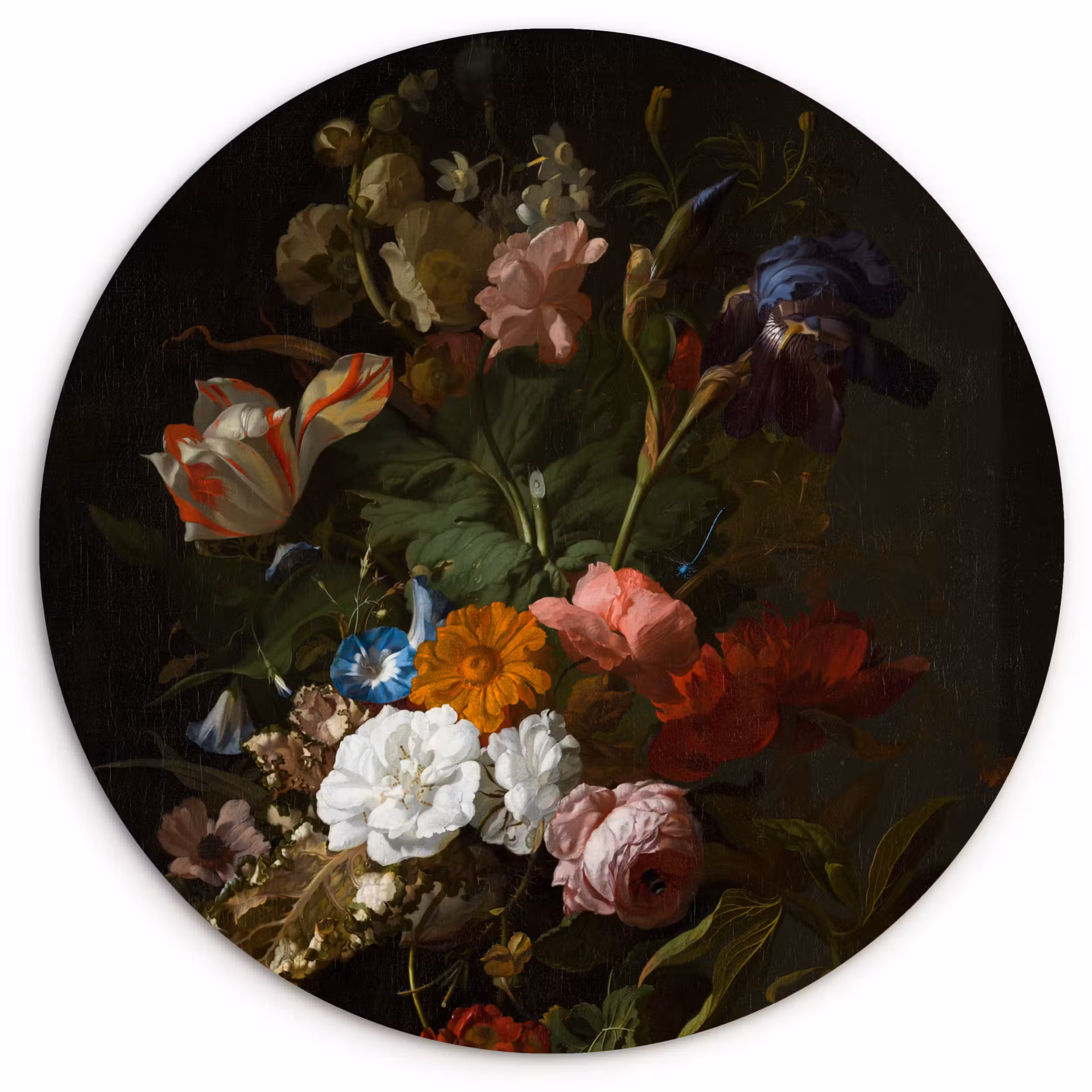 Muurcirkel - Vaas met bloemen - Schilderij van Rachel Ruysch