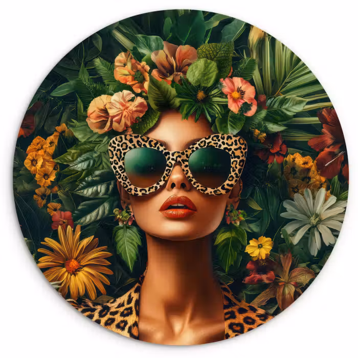 Muurcirkel - Vrouw - Panterprint - Jungle - Natuur - Luxe