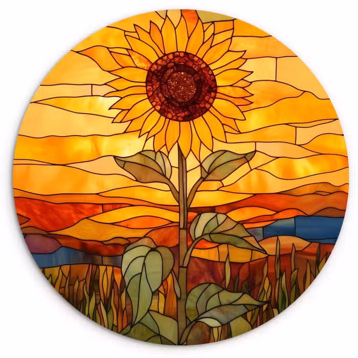 Muurcirkel - Zonnebloem - Mozaïek - Zonsondergang - Geel