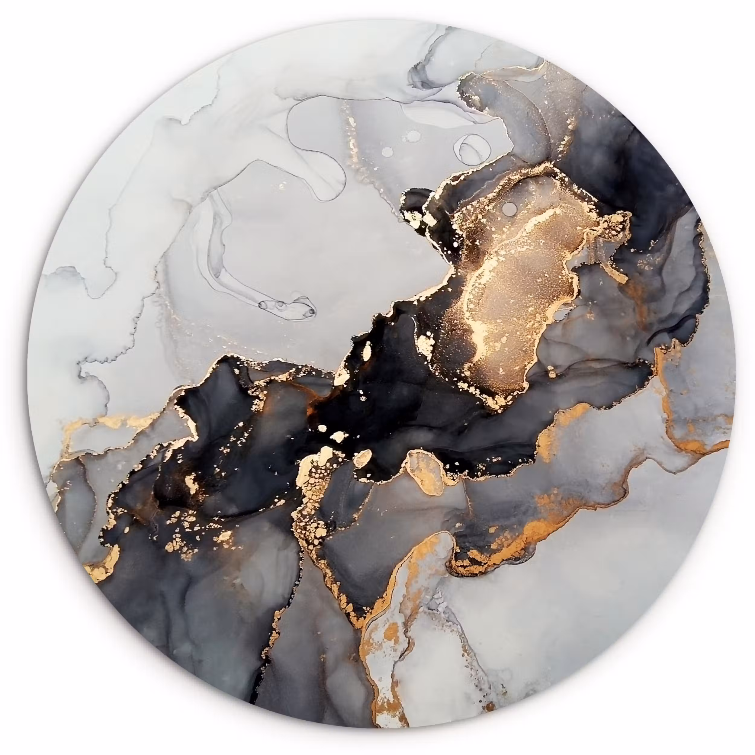 Muurcirkel - Zwart - Marmer - Luxe - Goud