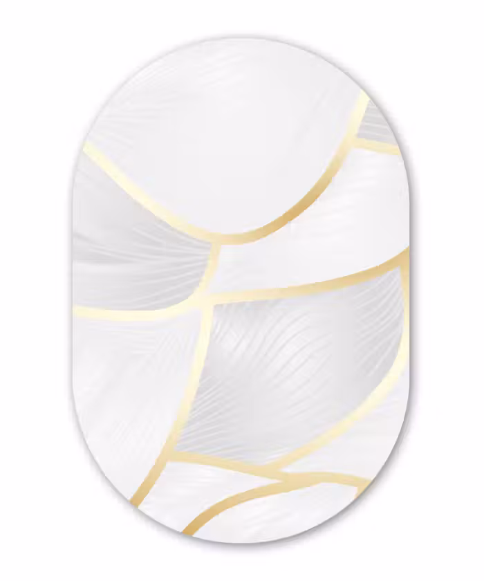 Muurovaal - Abstract patroon met gouden lijnen