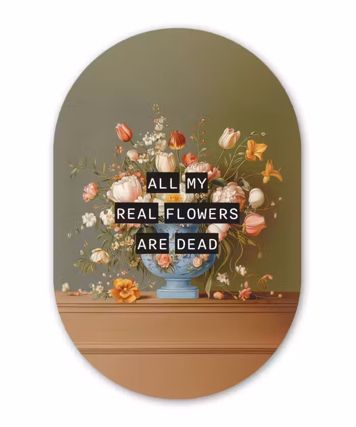 Muurovaal - Bloem - Quote - Vintage - Art