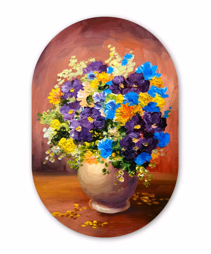 Muurovaal - Boeket - Lente - Olieverf