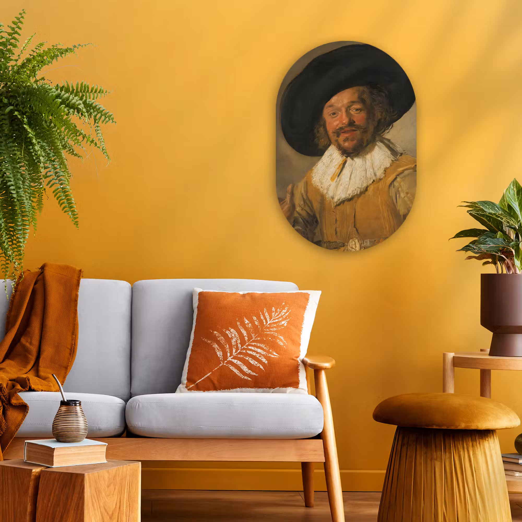 Muurovaal - De vrolijke drinker - Schilderij van Frans Hals