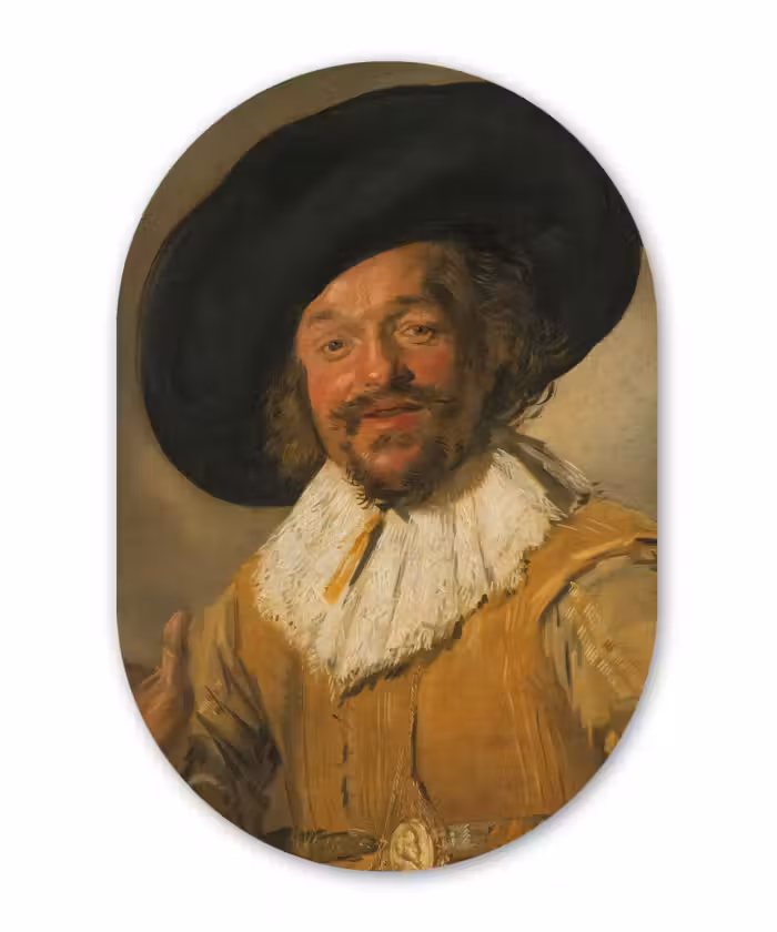 Muurovaal - De vrolijke drinker - Schilderij van Frans Hals