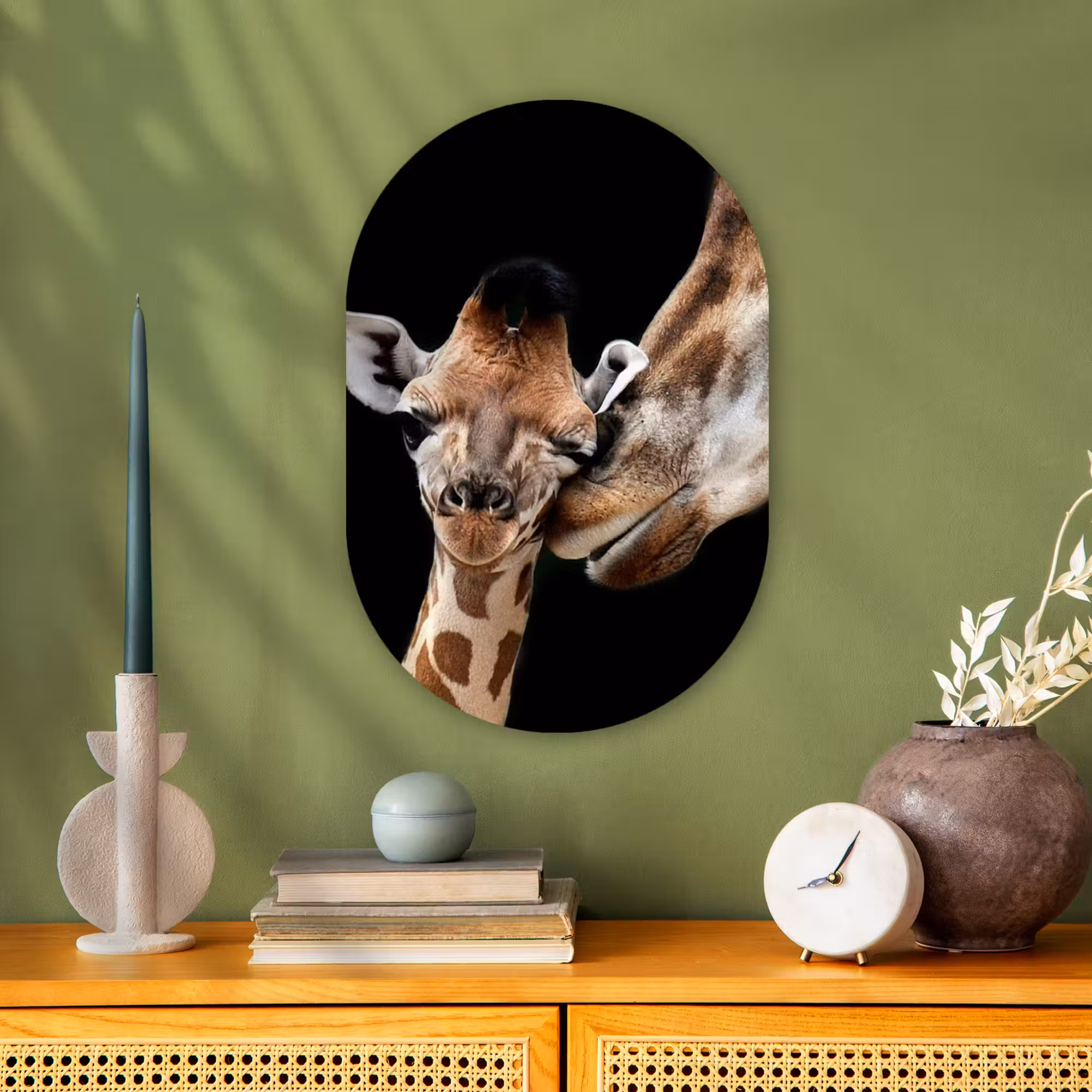 Muurovaal - Giraffe - Dieren - Zwart - Portret - Dieren