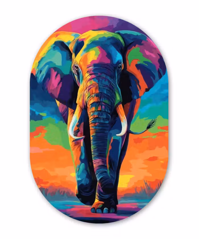 Wandoval Glas – Olifant - Kleurrijk - Lucht - Abstract