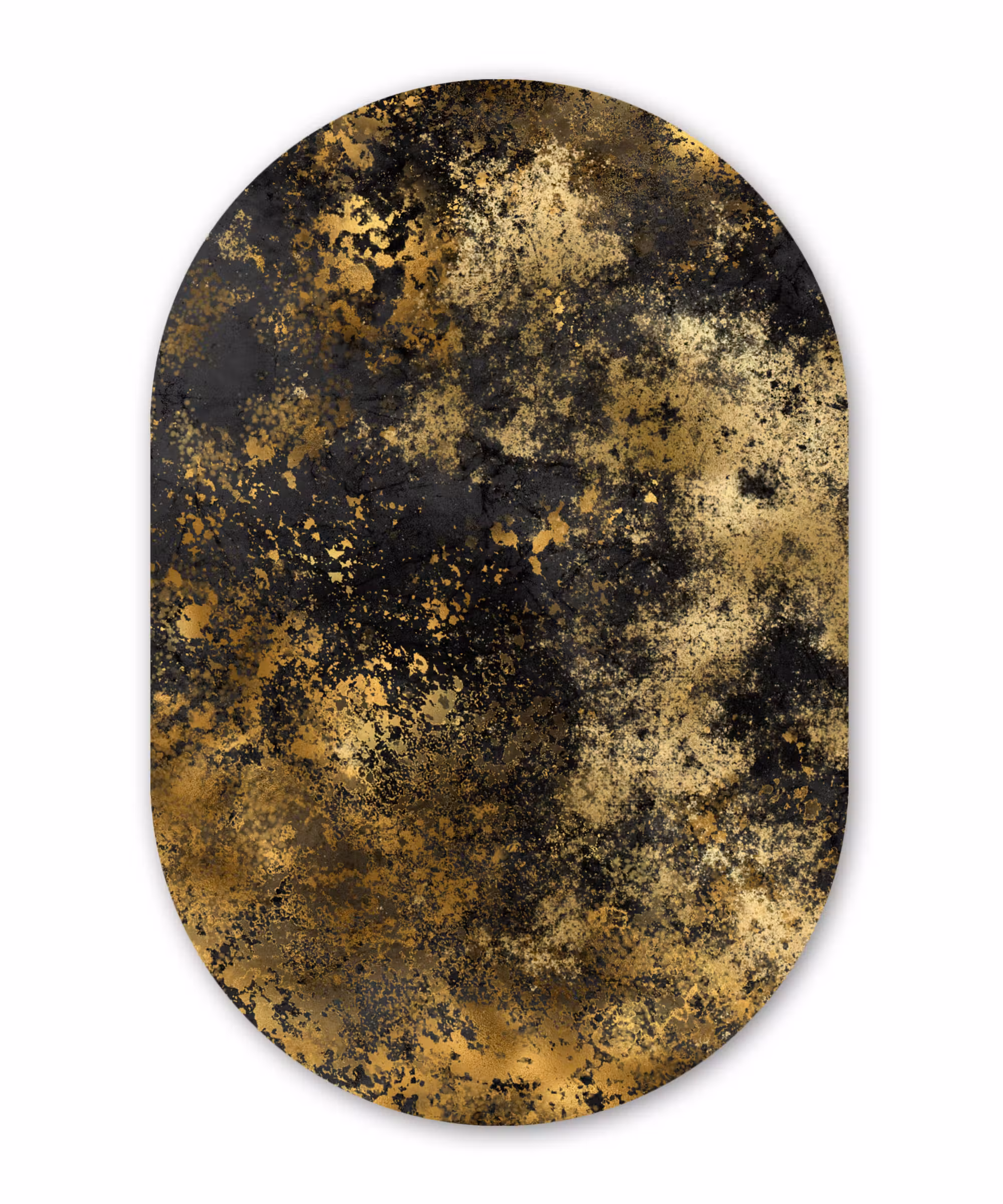 Muurovaal - Goud - Zwart - Abstract