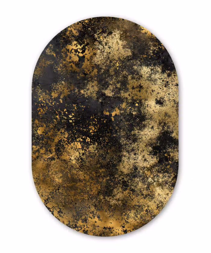 Muurovaal - Goud - Zwart - Abstract