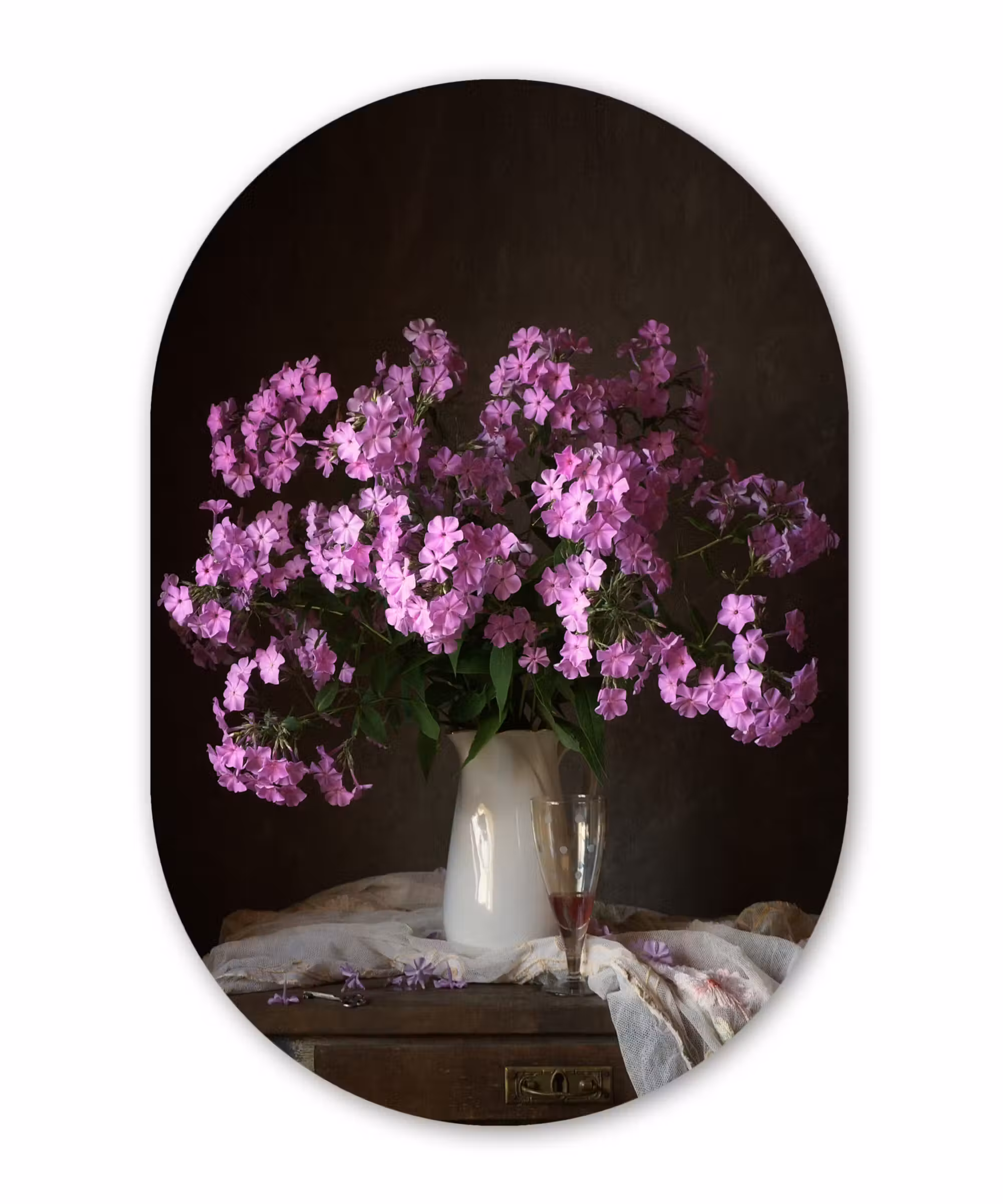 Muurovaal - Kan - Bloemen - Roze