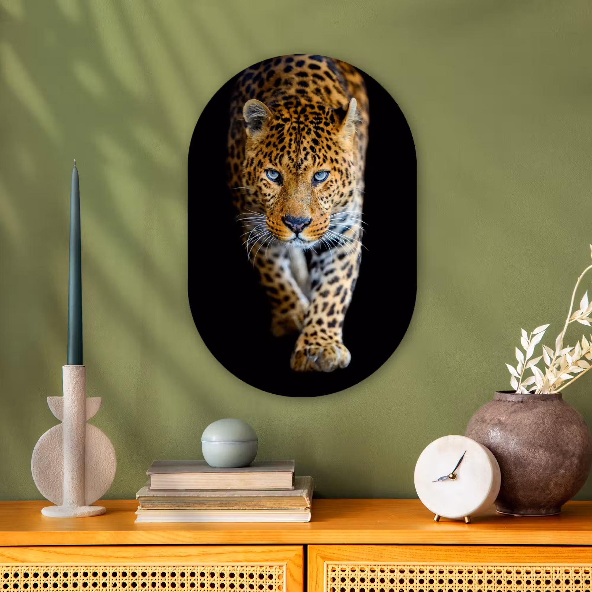 Muurovaal - Luipaard - Dieren - Portret - Wilde dieren - Zwart