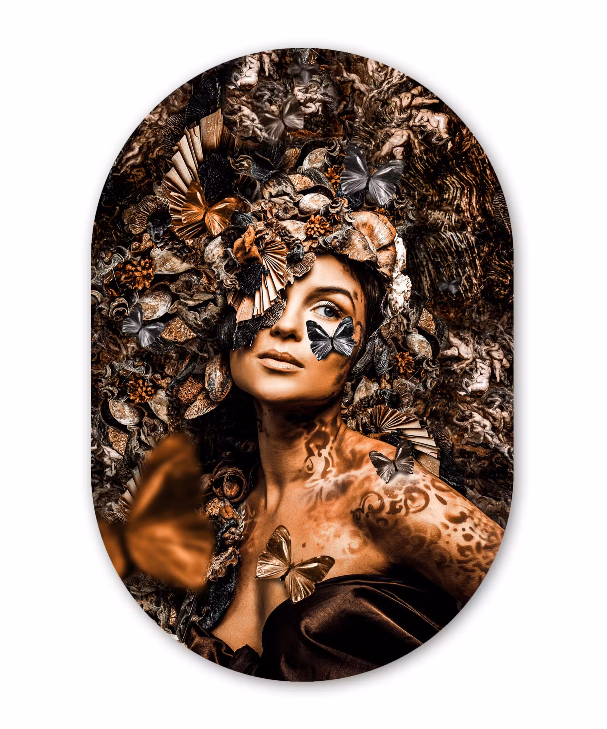 Muurovaal - Luxe - Vrouw - Vlinder