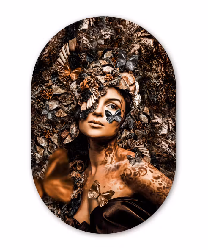 Muurovaal - Luxe - Vrouw - Vlinder