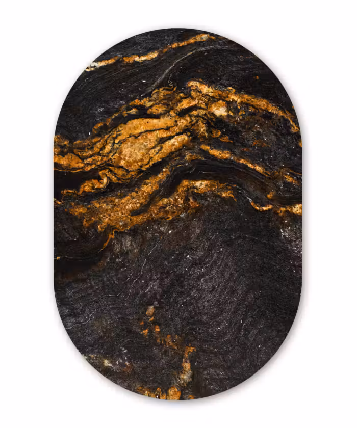 Muurovaal - Marmer - Kalk - Zwart - Goud - Marmerlook - Luxe