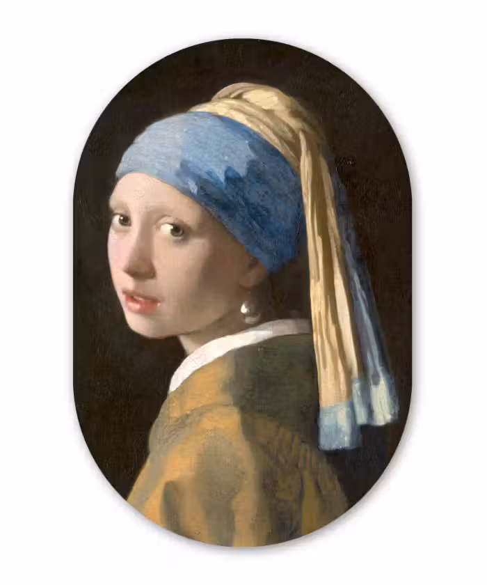 Muurovaal - Meisje met de Parel - Schilderij van Johannes Vermeer