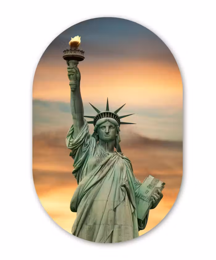Muurovaal - New York - Vrijheidsbeeld - Zonsondergang