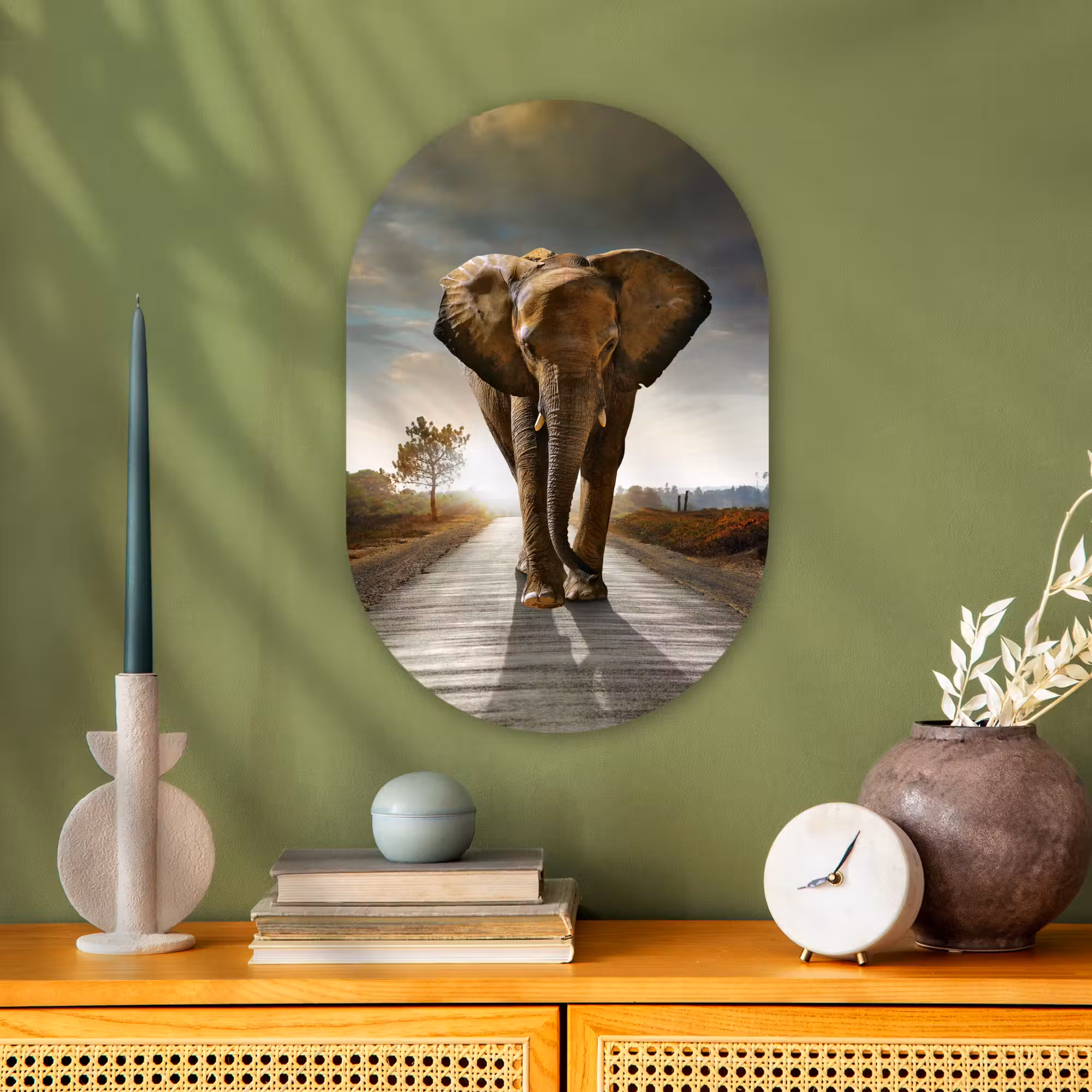 Muurovaal - Olifant - Weg - Dieren - Zonsondergang - Landschap