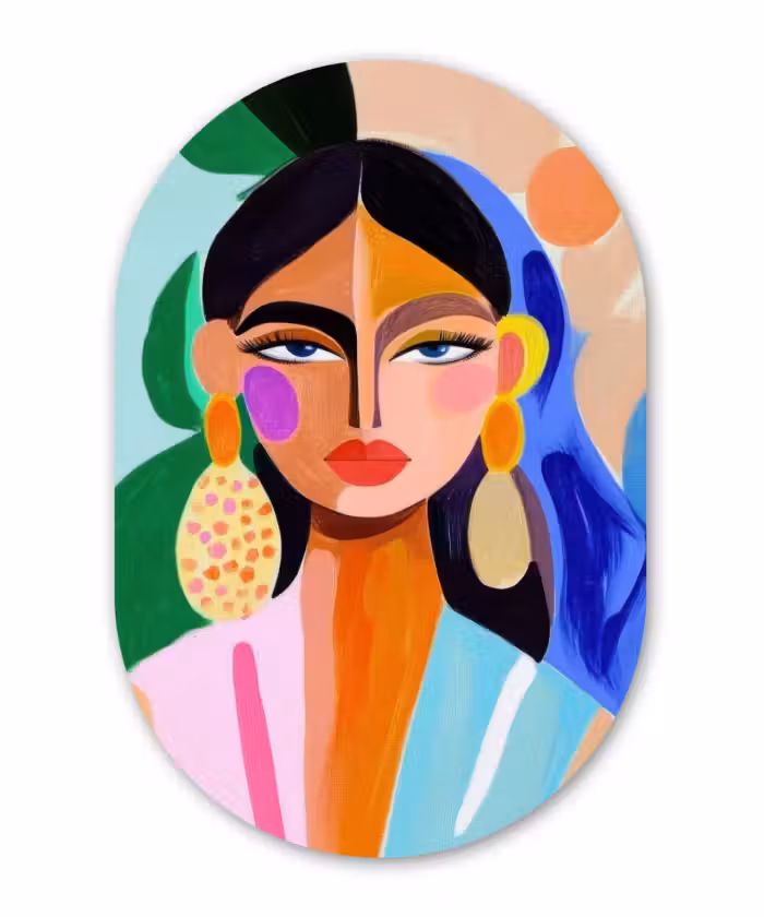 Muurovaal - Portret - Vrouw - Modern