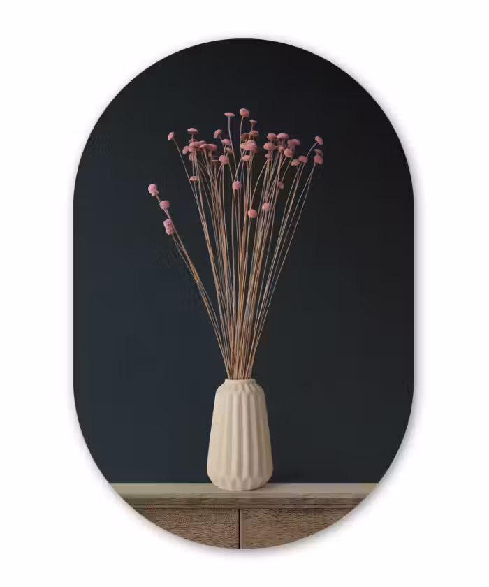 Muurovaal - Roze - Bloemen - Stilleven