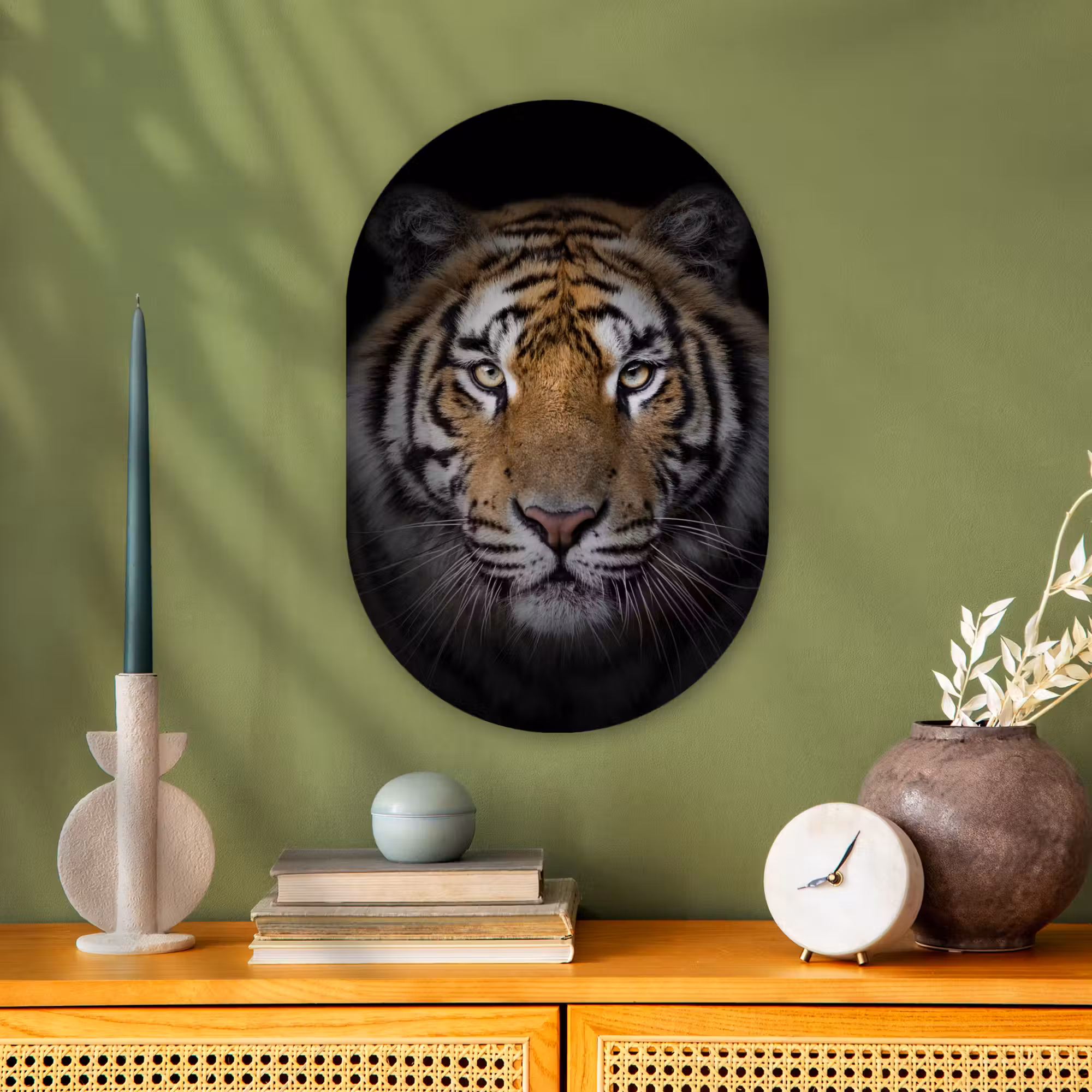 Muurovaal - Tijger - Wilde dieren - Portret - Zwart - Dieren