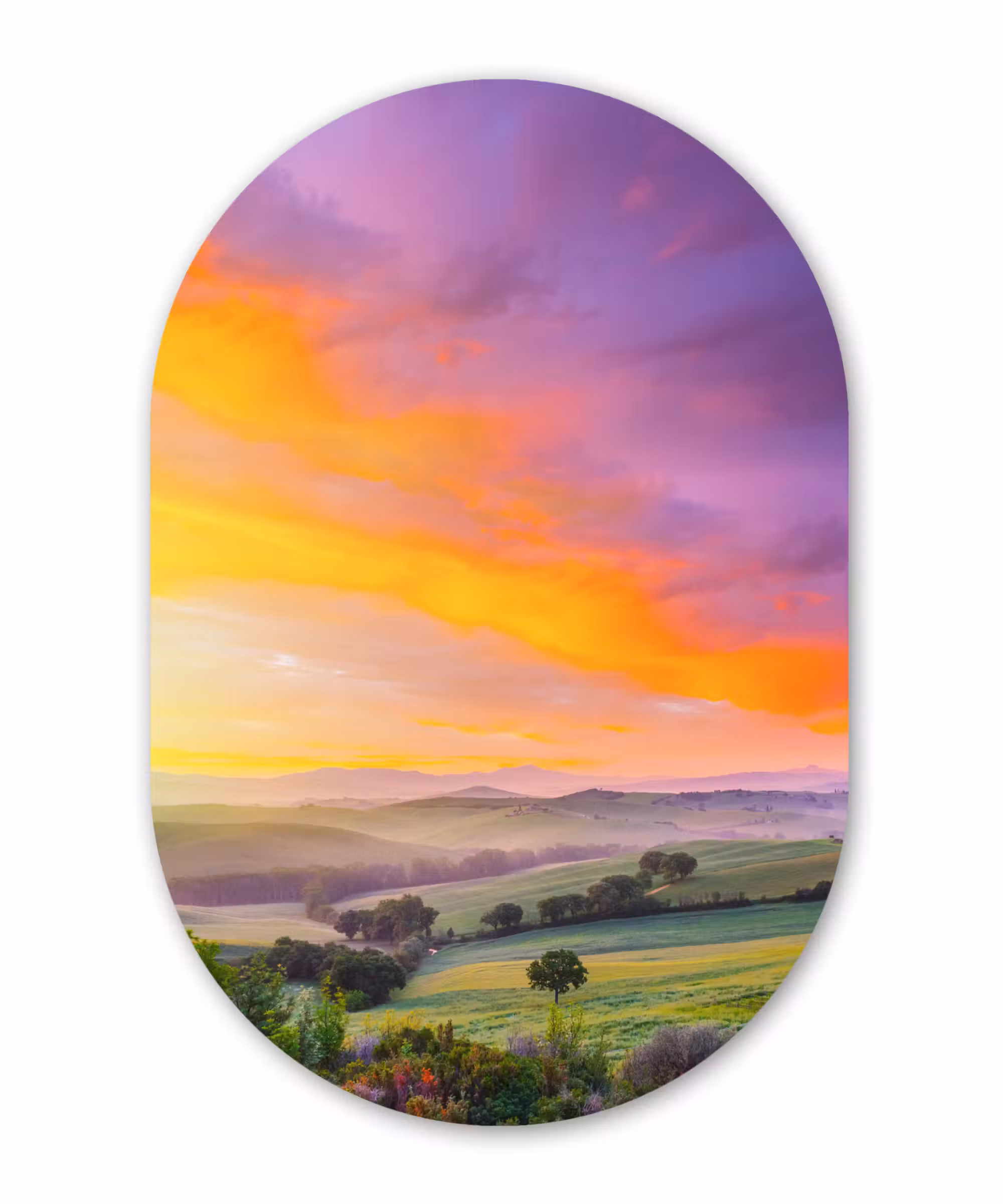 Muurovaal - Kunststof - Toskana - Landschaft - Farbenfroh