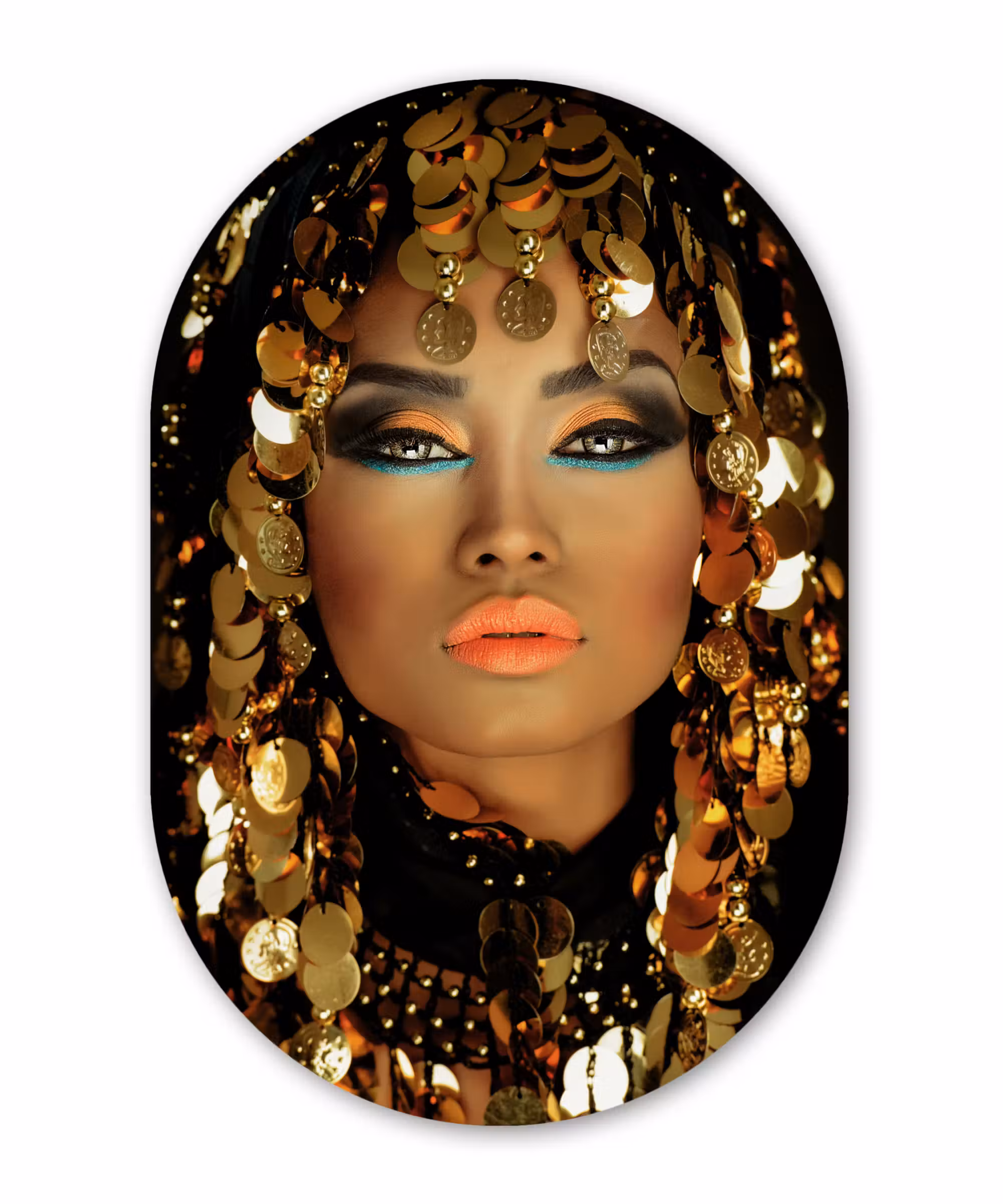 Muurovaal - Vrouw - Cleopatra - Goud - Sieraden - Make up - Luxe