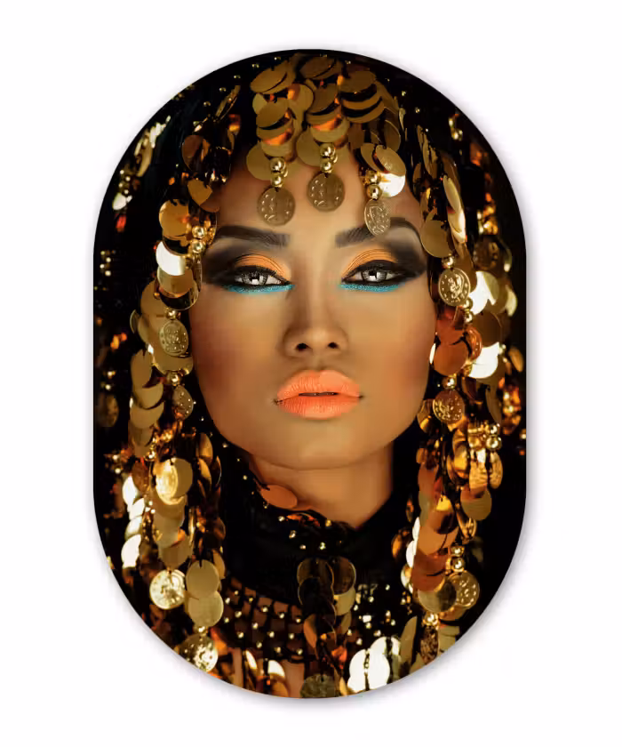 Muurovaal - Vrouw - Cleopatra - Goud - Sieraden - Make up - Luxe
