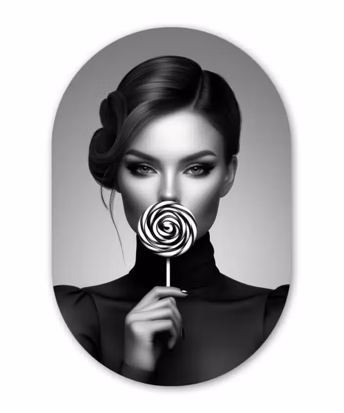 Muurovaal - Vrouw - Lolly - Zwart