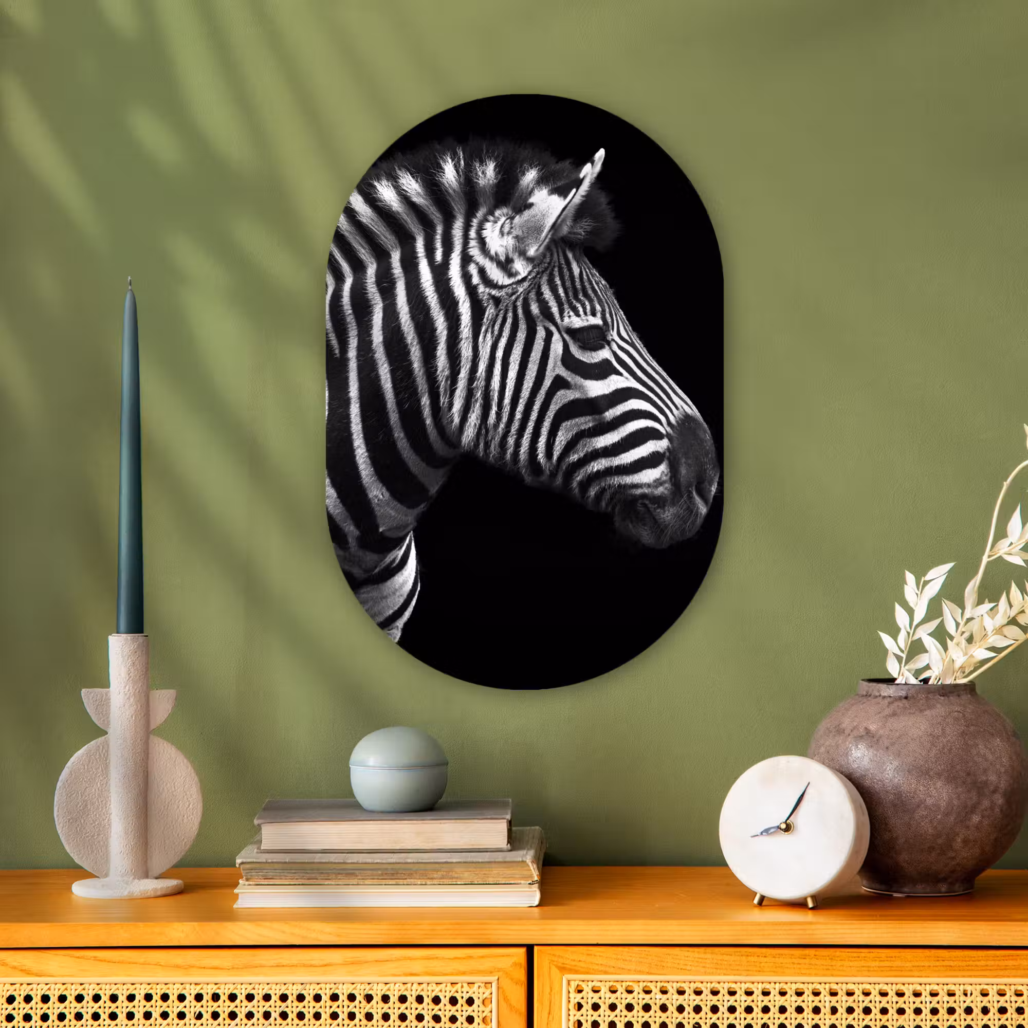 Muurovaal - Zebra - Zwart - Wit - Portret - Dieren