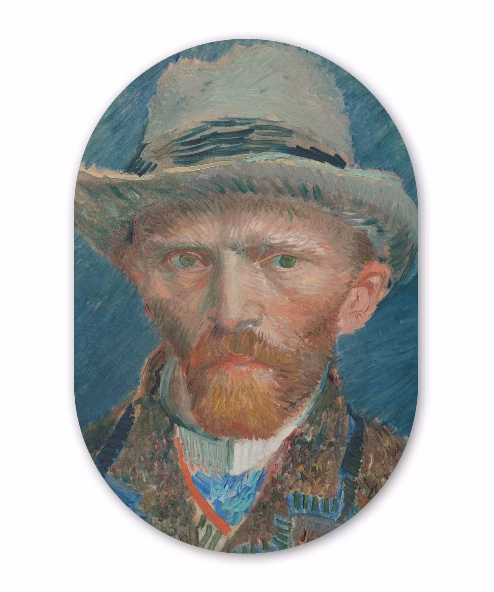Muurovaal - Zelfportret 1887 - Schilderij van Vincent van Gogh