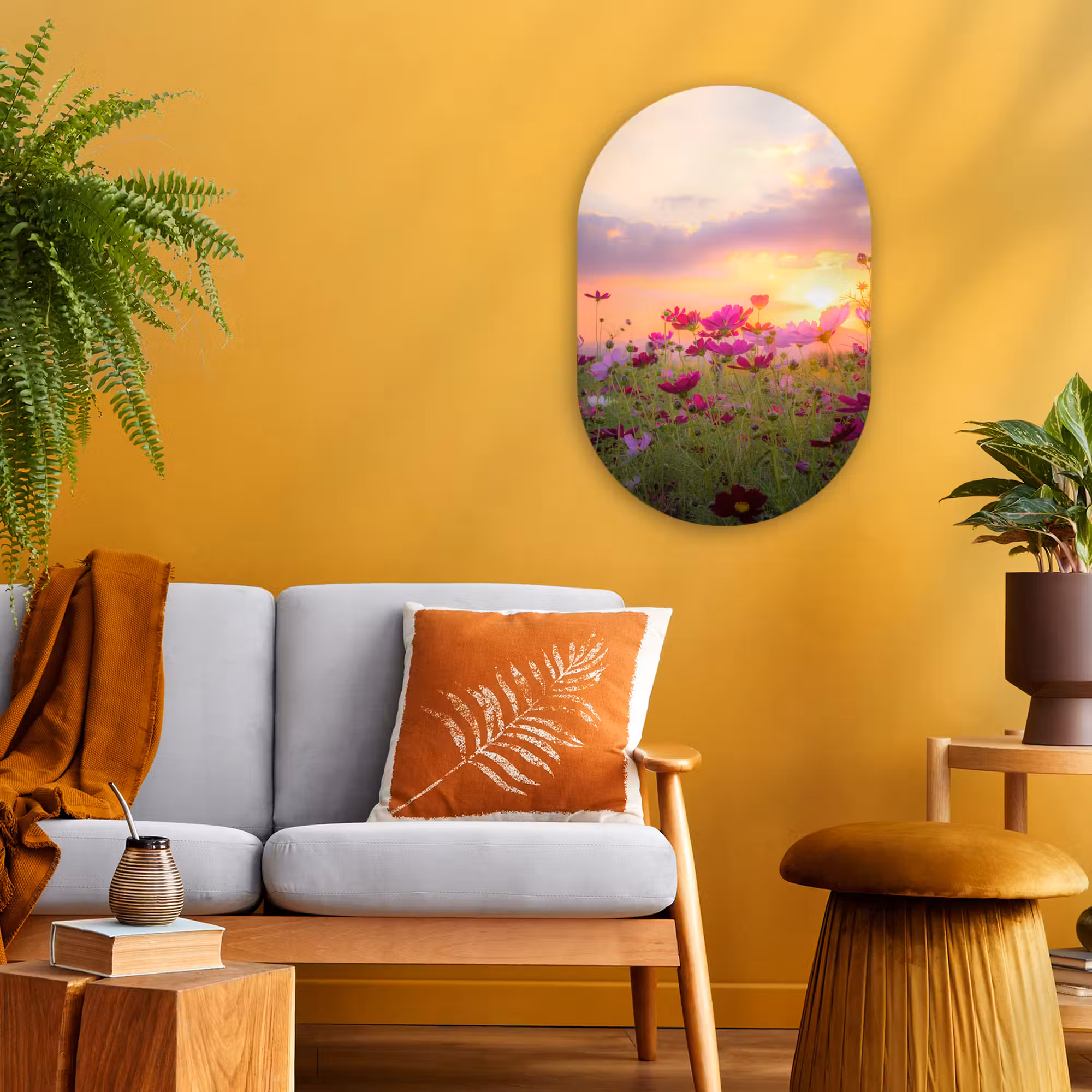 Muurovaal - Zonsondergang - Bloemen - Roze - Natuur - Groen