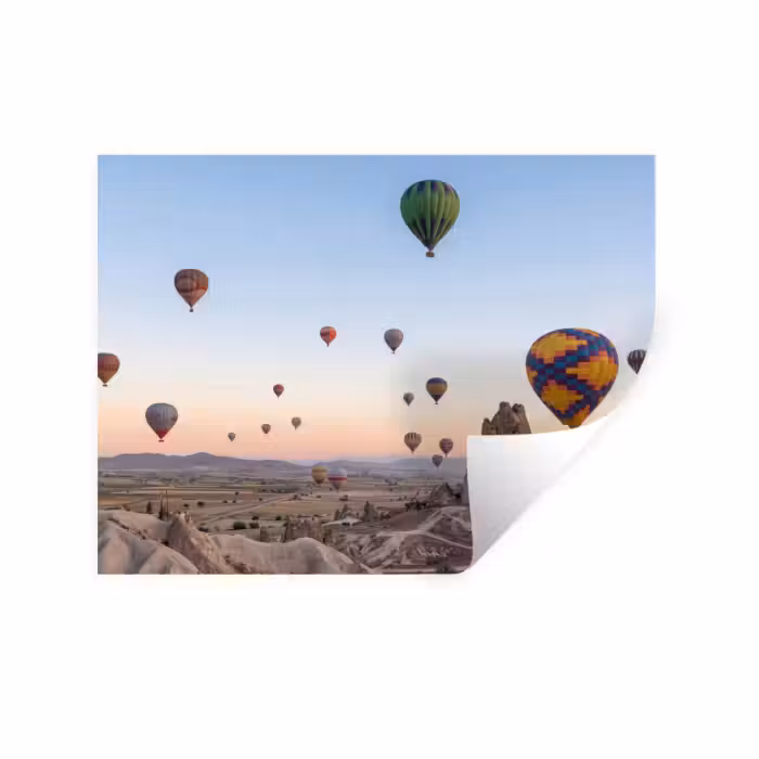 Muursticker - Luchtballonnen - Rotsen - Zonsopgang