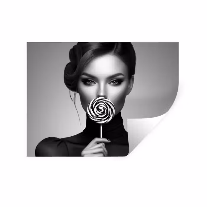 Muursticker - Vrouw - Lolly - Zwart