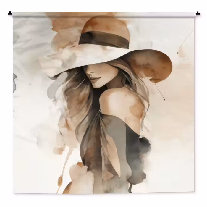 Wandkleed - Mysterieus - Vrouw - Sepia