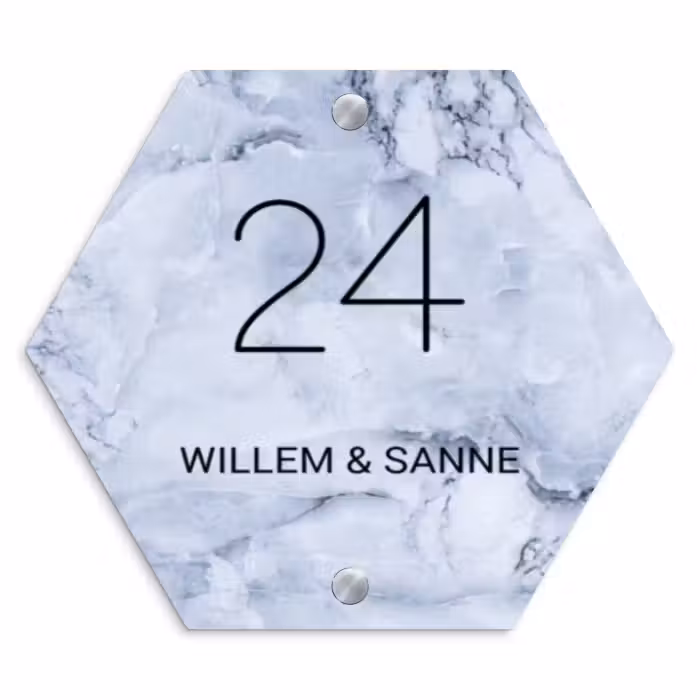 Naambordje voordeur - Hexagon - Blauw marmer - Klassiek