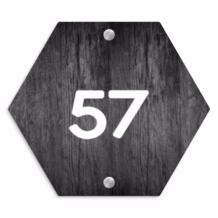 Naambordje voordeur - Hexagon - Donker hout - Traditioneel