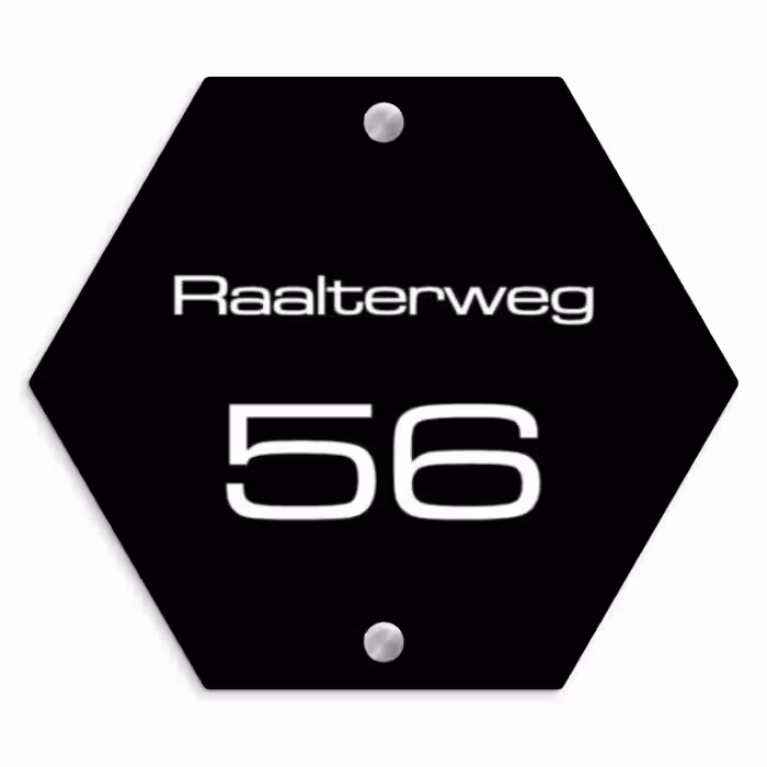 Naambordje voordeur - Hexagon - Effen - Zwart - Modern