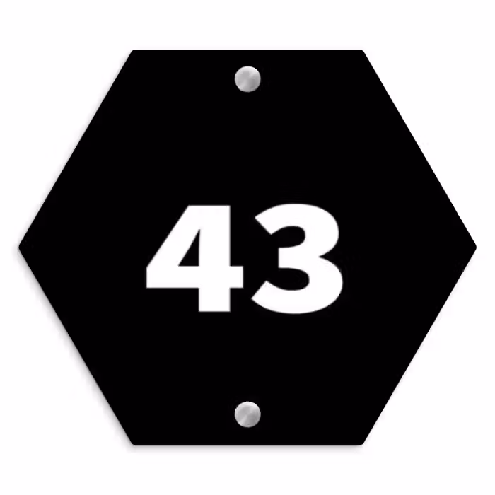 Naambordje voordeur - Hexagon - Effen - Zwart - Traditioneel