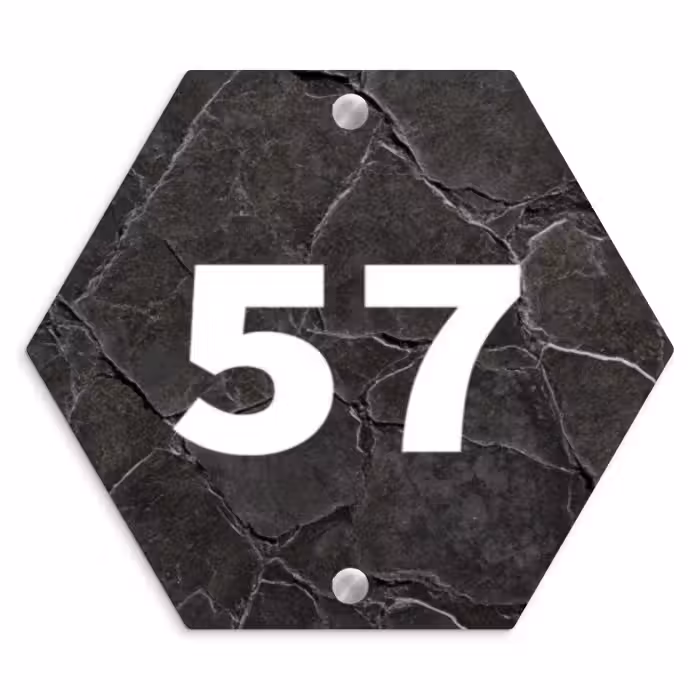Naambordje voordeur - Hexagon - Gebarsten steen - Traditioneel