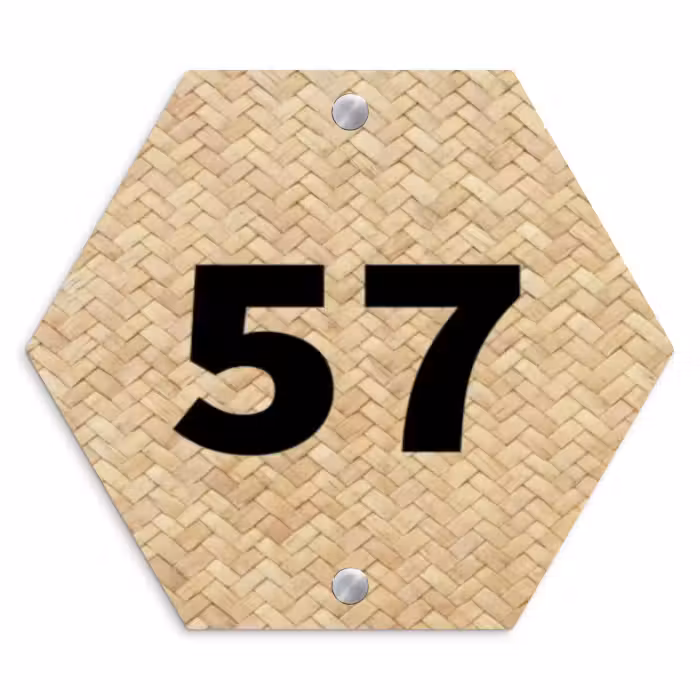 Naambordje voordeur - Hexagon - Gevlochten - Riet - Traditioneel