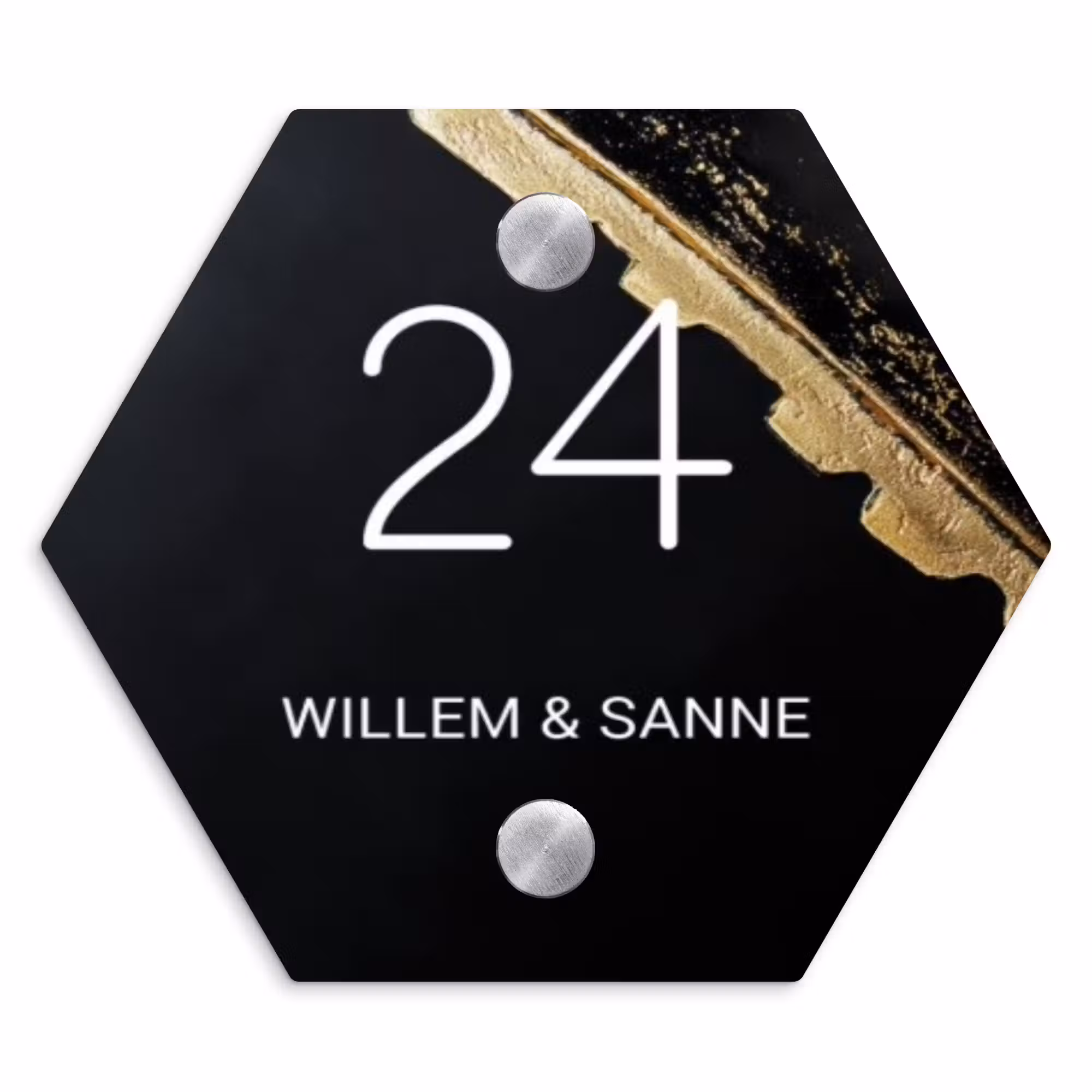 Naambordje voordeur - Hexagon - Gouden hoek - Klassiek