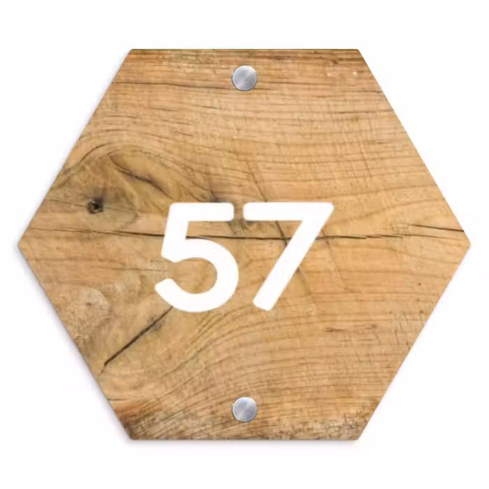 Naambordje voordeur - Hexagon - Hout - Traditioneel