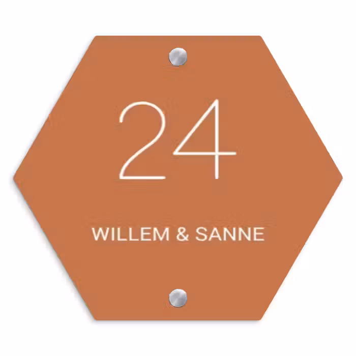 Naambordje voordeur - Hexagon - Terracotta - Klassiek