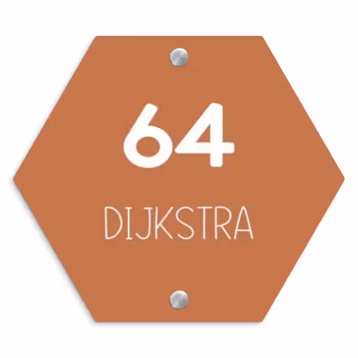Naambordje voordeur - Hexagon - Terracotta - Modern