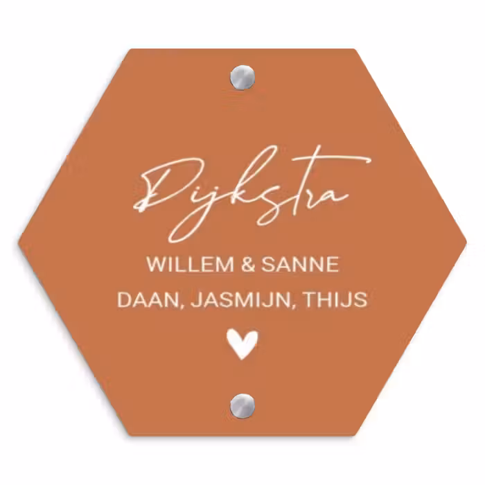 Naambordje voordeur - Hexagon - Terracotta - Sierlijk