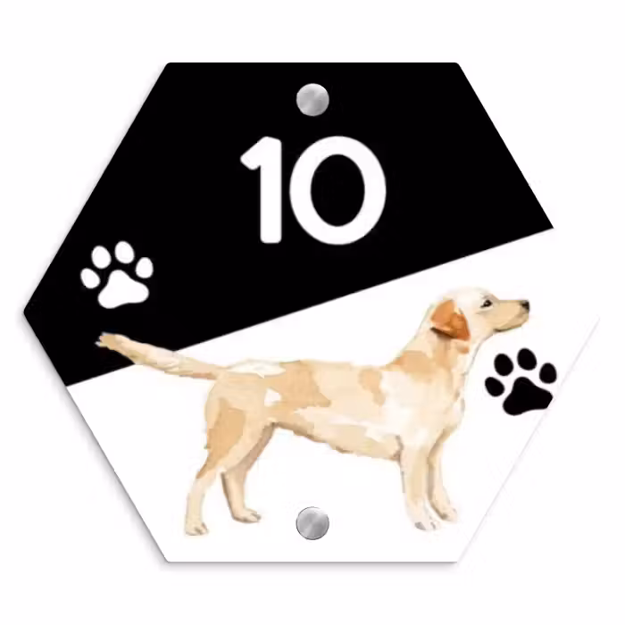 Naambordje voordeur - Hexagon - Zwart wit - Huisdier - Labrador