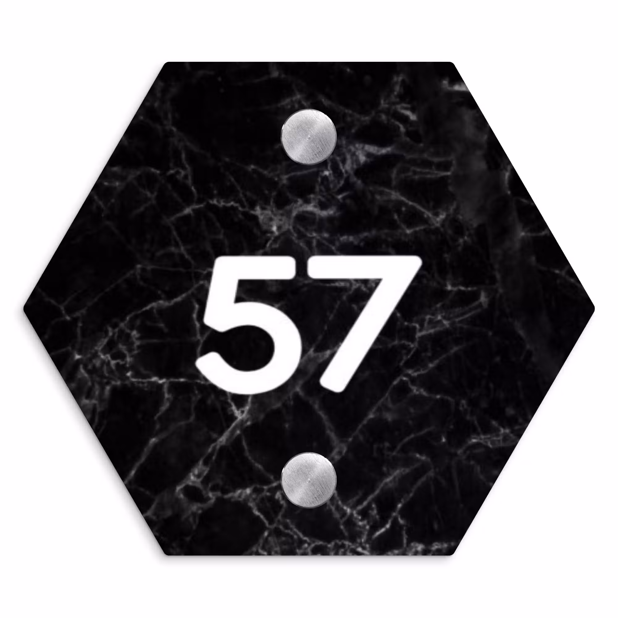 Naambordje voordeur - Hexagon - Zwarte marmer - Traditioneel