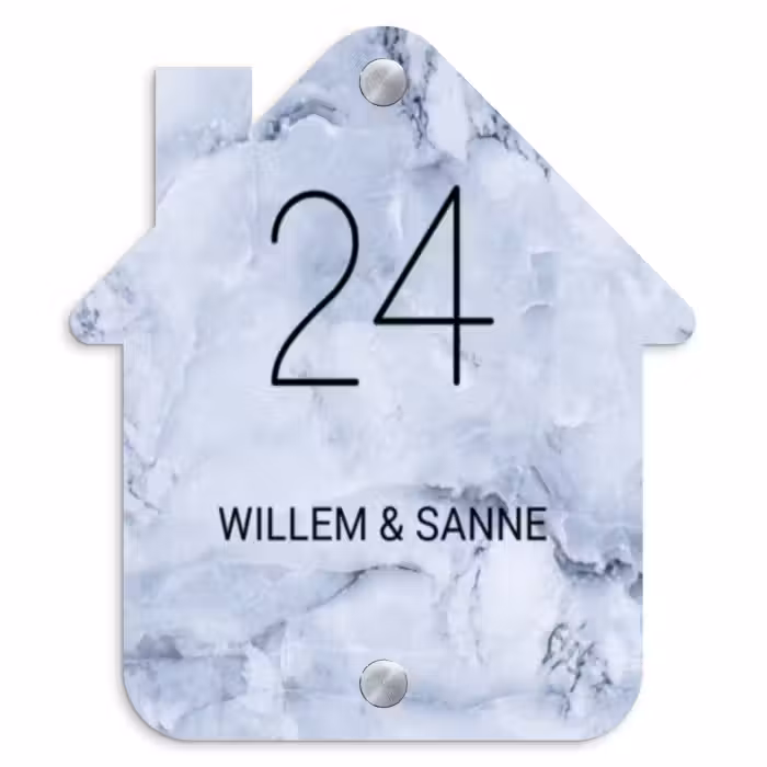 Naambordje voordeur - Huisjesvorm - Blauw marmer - Klassiek