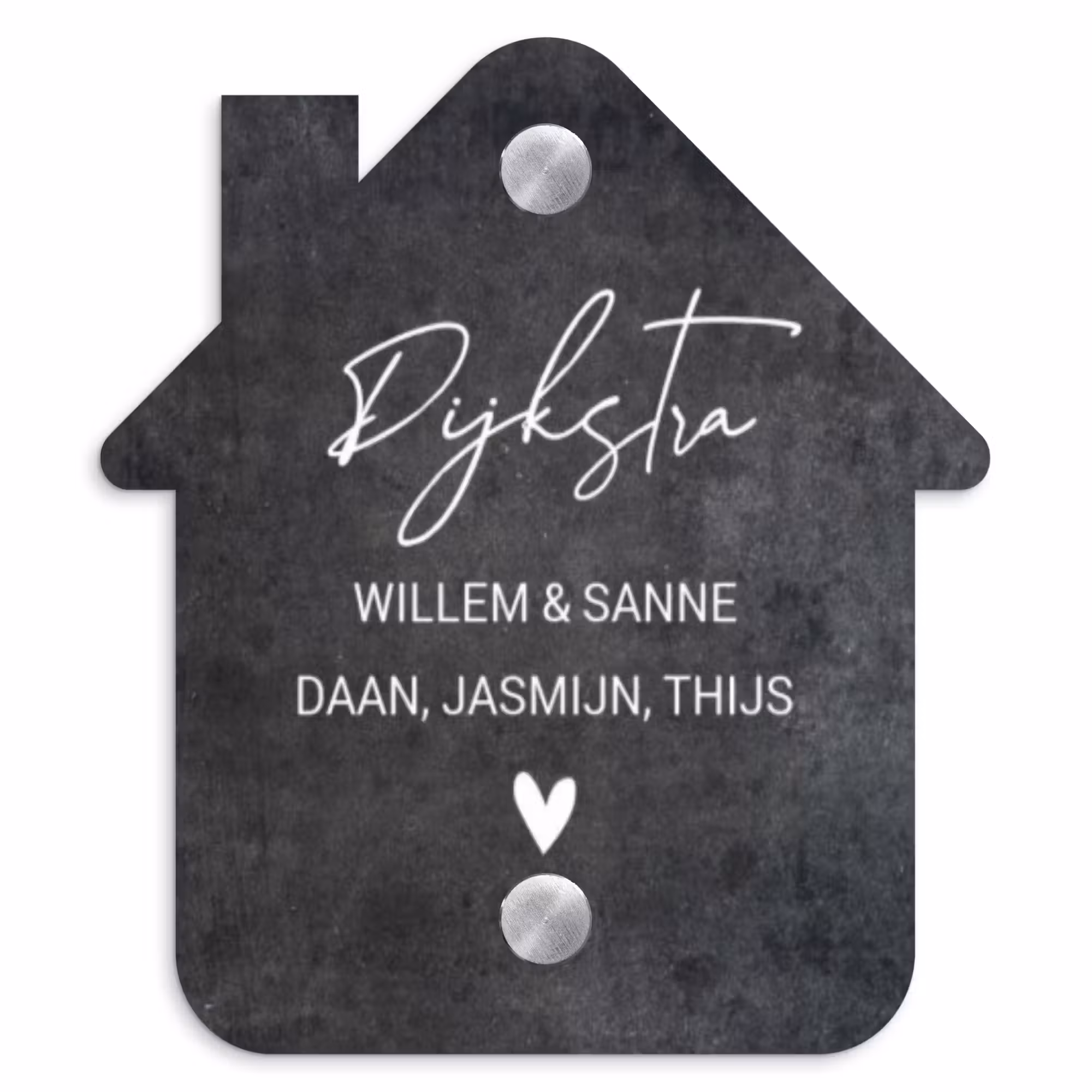 Naambordje voordeur - Huisjesvorm - Donker steen - Sierlijk